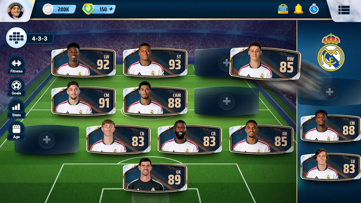 Skład drużyny w grze OSM Soccer Manager