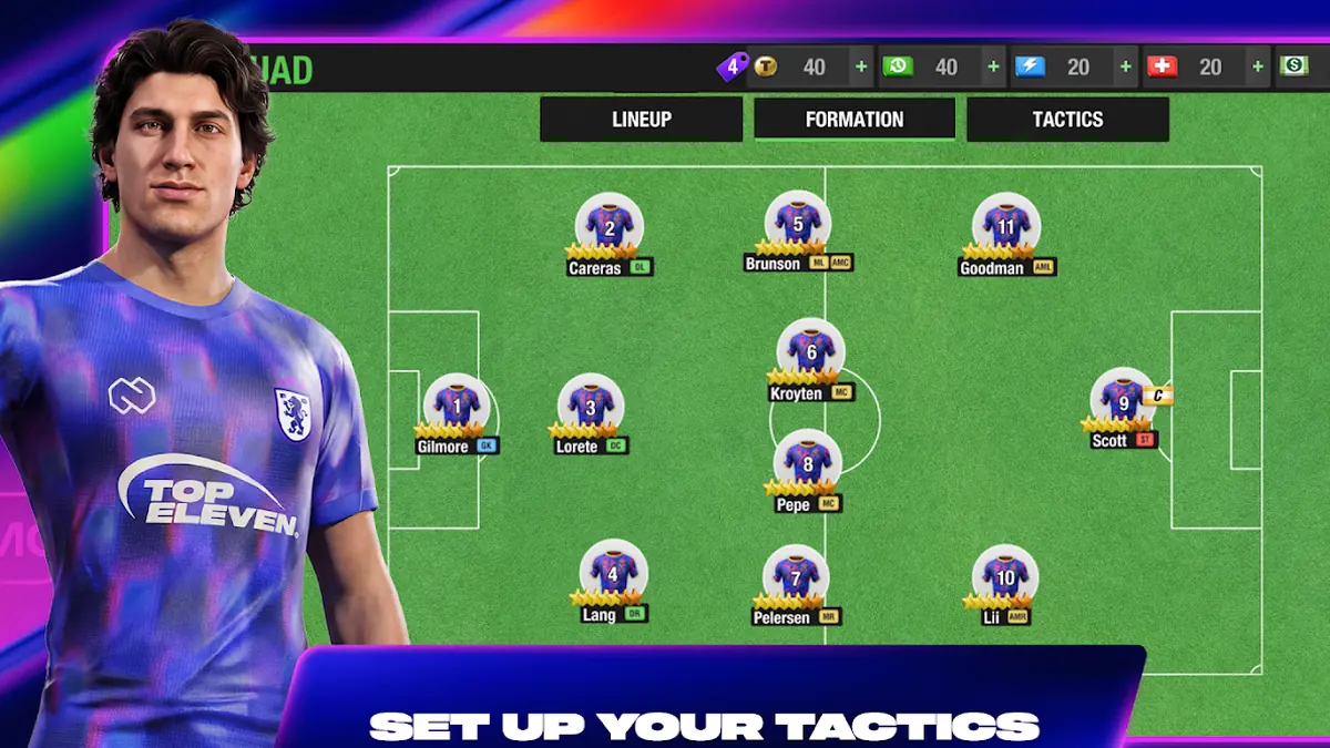 Ekran taktyki w grze Top Eleven